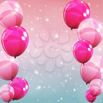 Pink Glossy Balloons Background Vector Illustration eps10