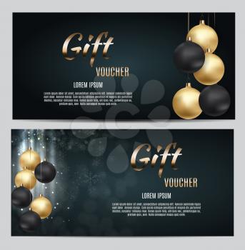 New Year and Christmas Gift Voucher Template Vector Illustration for Your Business EPS10