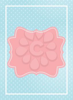 Cute Pink Frame in Blue Dotted Background Vector Illustration EPS10