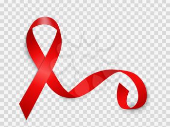 December 1 World AIDS Day Background. Red Ribbon Sign Isolated on Transparent Background. Vector Illustration EPS10