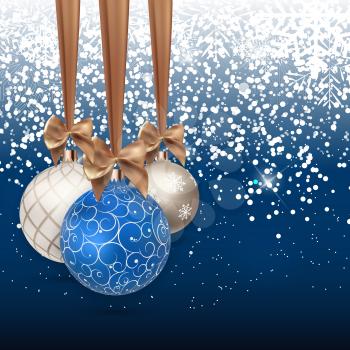 Happy New Year and Merry Christmas Winter Background with Ball  Vector Illustration EPS10

