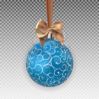 Christmas Ball with Ball and Ribbon on Transparent Background Vector Illustration EPS10