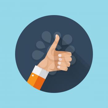 Flat Design Thumbs Up Icon Background . Vector Illustration EPS10