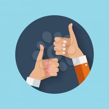 Flat Design Thumbs Up Icon Background . Vector Illustration EPS10