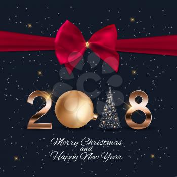 2018 New Year Background with Christmas Ball. Vector Illustration EPS10