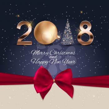 2018 New Year Background with Christmas Ball. Vector Illustration EPS10