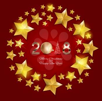 2018 New Year and Merry Christmas Background. Vector Illustration EPS10