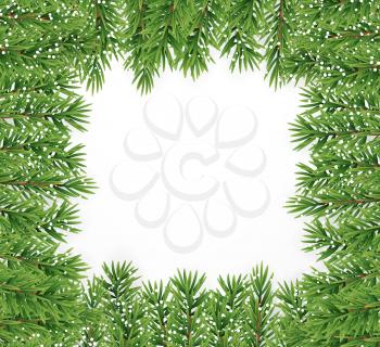Fir Branches with Snow. Merry Christmas and New Year Winter Background. Vector Illustration EPS10