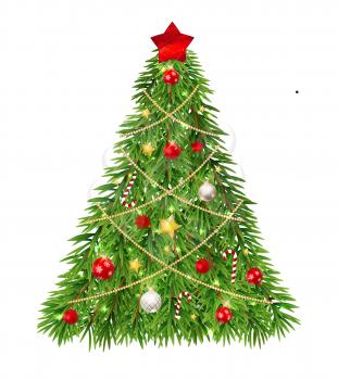 Merry Christmas and New Year Background with Christmas Tree. Vector Illustration EPS10