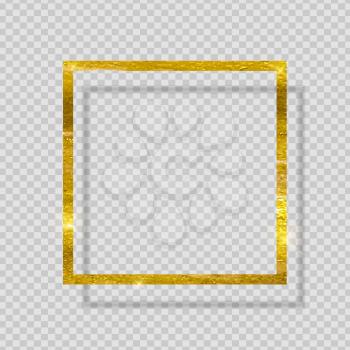 Gold Paint Glittering Textured Frame on Transparent Background. Vector Illustration EPS10