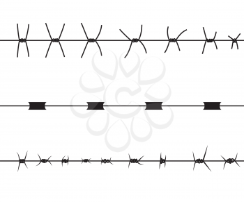 Silhouette of severe obstacle. Barbed wire fencing. Vector Illustration. EPS10