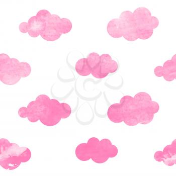 Colored Abstract Hand Painted Cloud Watercolor Background Seamless Pattern. Vector Illustration. EPS10