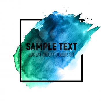 Hand Drawn Watercolor Brush Paint Background, Textured Art Illustration with Place for Sample Text. Vector Illustration EPS10