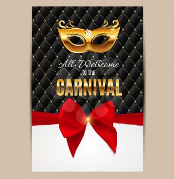 Popular Event Brazil Carnival in South America During Summe.  Background With Party Mask.  Masquerade Concept. Vector Illustration EPS10
