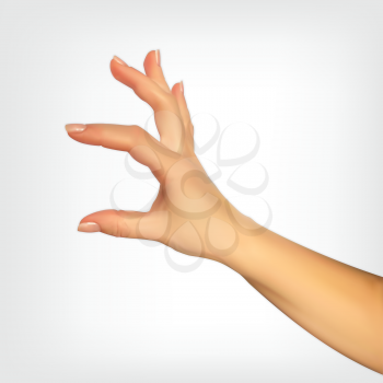 Realistic 3D Silhouette of hand showing the size your fingers, the ability to insert something. Vector Illustration. EPS10