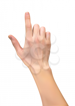 Realistic 3D Silhouette of hand with an index finger indicating either pushing. Vector Illustration. EPS10