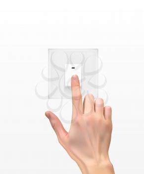 Realistic 3D Silhouette of  hand with light switch Vector Illustration EPS10