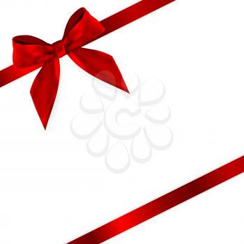 Design Product Red Ribbon and Bow. 3D Realistic Vector Illustration. EPS10