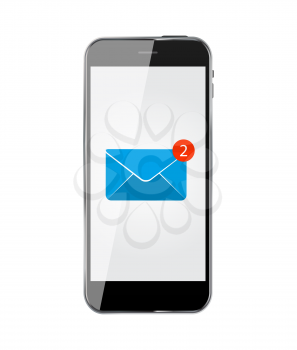 Realistic mobile phone with email icon. Vector Illustration EPS10