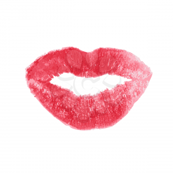 Naturalistic Lips Painted with red lipstick. Vector Illustration. EPS10.