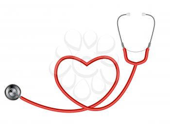 Medical tool stethoscope isolated on white background with heart symbol. Vector Illustration EPS10