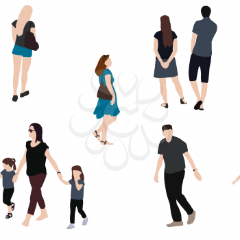 Set of People Seamless Pattern. Children, Adults, Seniors. Vector Illustration. EPS10