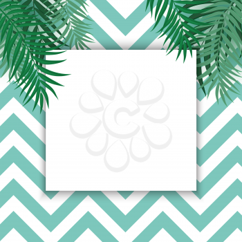 Abstract Summer Background with Palm Leaves and Frame for Text. Vector Illustration EPS10