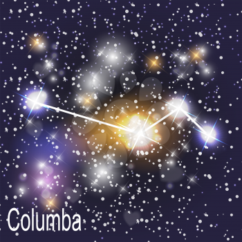 Columba Constellation with Beautiful Bright Stars on the Background of Cosmic Sky Vector Illustration. EPS10