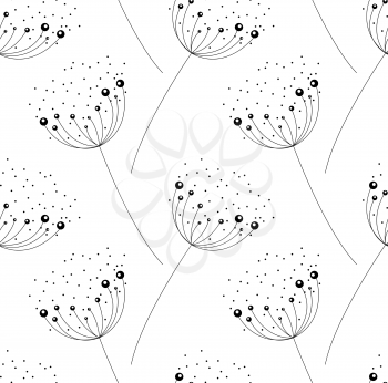 Abstract dandelion on white background. seamless pattern. vector illustration. EPS10