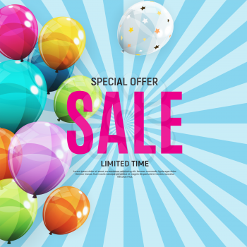 Abstract Designs Sale Banner Template with Balloons. Vector Illustration EPS10