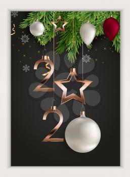Merry Christmas and Happy New Year posters. Vector illustration. EPS10