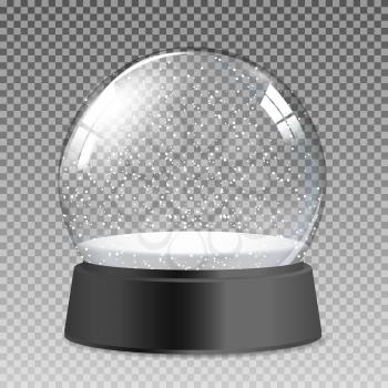 Snow realistic transparent glass globe for Christmas and New Year gift.Vector Illustration EPS10
