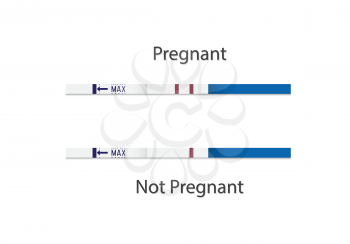 Pregnancy test strips. Negative and positive option. Set for pregnant women. Vector Illustration. EPS10