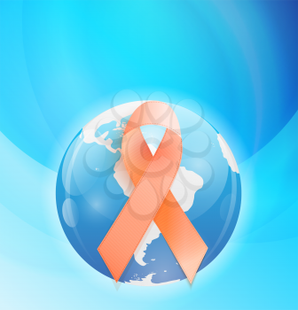 Orange Ribbon a Symbol of Leukemia. Vector Illustration EPS10