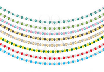 Christmas decorations, string garlands with balls , isolated on white background. Vector Illustration EPS10
