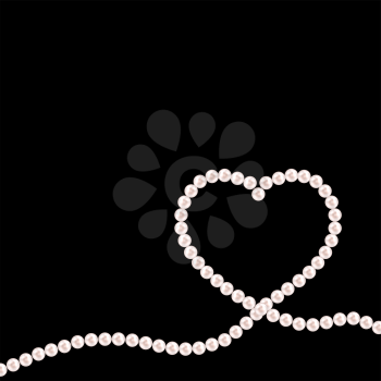 Abstract background with natural pearl garlands of beads in heart shape. Vector illustration. EPS10