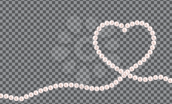 Abstract background with natural pearl garlands of beads in heart shape. Vector illustration. EPS10