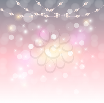 Abstract background with natural pearl garlands of beads. Vector illustration. EPS10