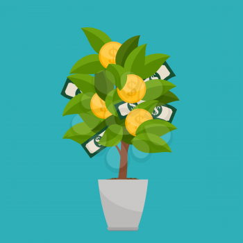 Financial concept. Money tree - symbol of successful business.  Vector Illustration EPS10