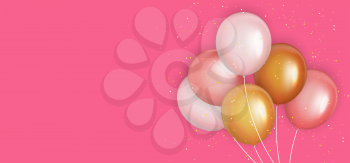 Group of Colour Glossy Helium Balloons Background. Set of  Balloons for Birthday, Anniversary, Celebration  Party Decorations. Vector Illustration EPS10