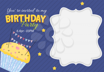 Abstract Birthday Party Invitation with Empty Place for Photo. Vector Illustration EPS10