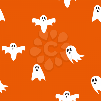 Ghost icon cute cartoon character, seamless pattern background, Vector illustration EPS10