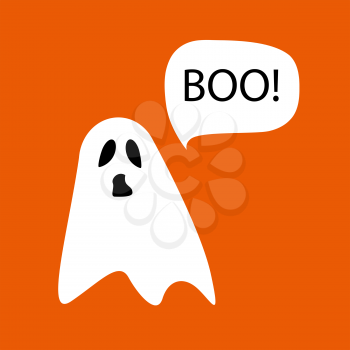 Ghost icon cute cartoon character,  halloween logo or symbol, Vector illustration EPS10
