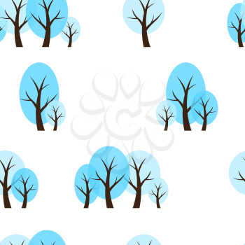 Seamless Pattern Natural Background with Winter Trees. Vector Illustration EPS10