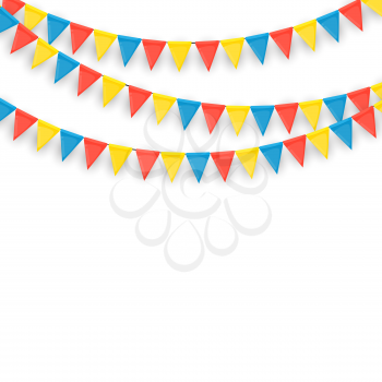 Banner with garland of flags and ribbons. Holiday Party background for birthday party, carnava. Vector Illustration EPS10
