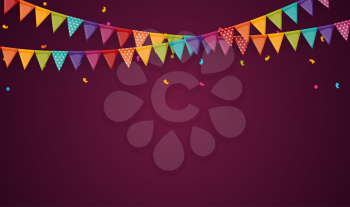 Banner with garland of flags and ribbons. Holiday Party background for birthday party, carnava. Vector Illustration EPS10