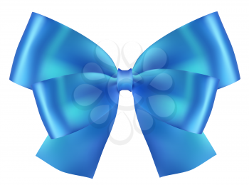 Realistic Blue Silk Bow Vector Illustration EPS10