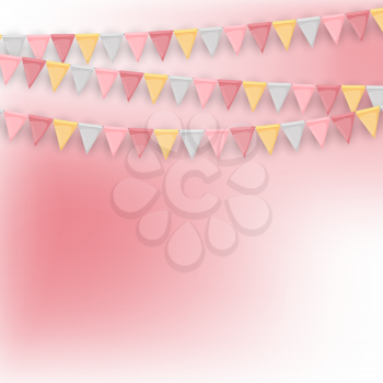 Banner with garland of flags and ribbons. Holiday Party background for birthday party, carnaval. Vector Illustration EPS10