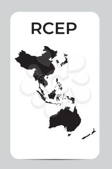 Modern Regional Comprehensive Economic Partnership RCEP map. Vector Illustration. EPS10