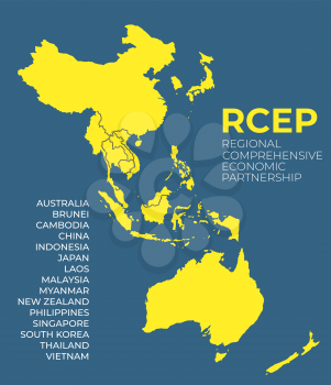 Modern Regional Comprehensive Economic Partnership RCEP map background. Vector Illustration. EPS10